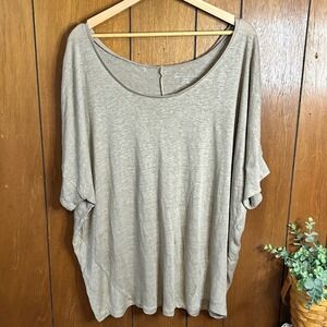 Lane Bryant Linen Blend Oversized Batwing Sleeve Tunic Top Beige Plus Size 18/20